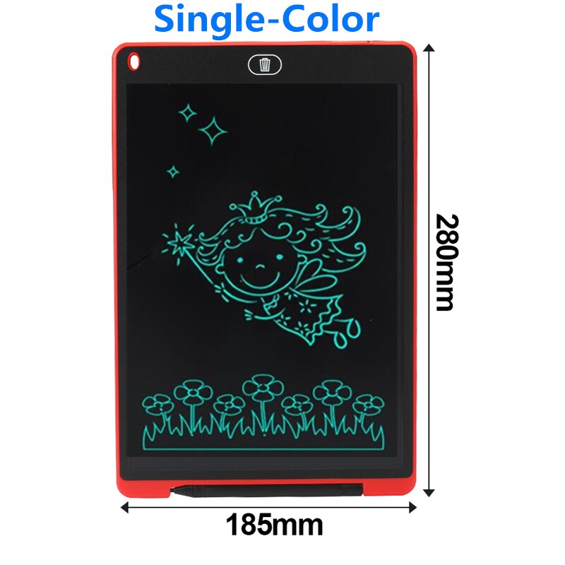 Grafische Tekening Tablet Smart Tekentafel Lcd Schrijven Tablet Elektronica Schrijfbord 12 Inch Schilderij Pad Voor Kinderen Tekenen: Red Single Color