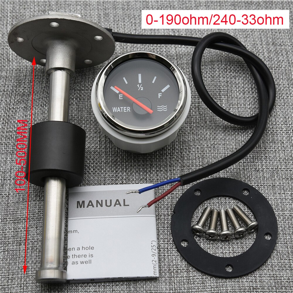 0-190ohm 52MM Water Level Gauge 240-33ohm Water Tank Level Indicator Meter Water Level Sensor 100MM 150MM 200MM 250MM 300MM
