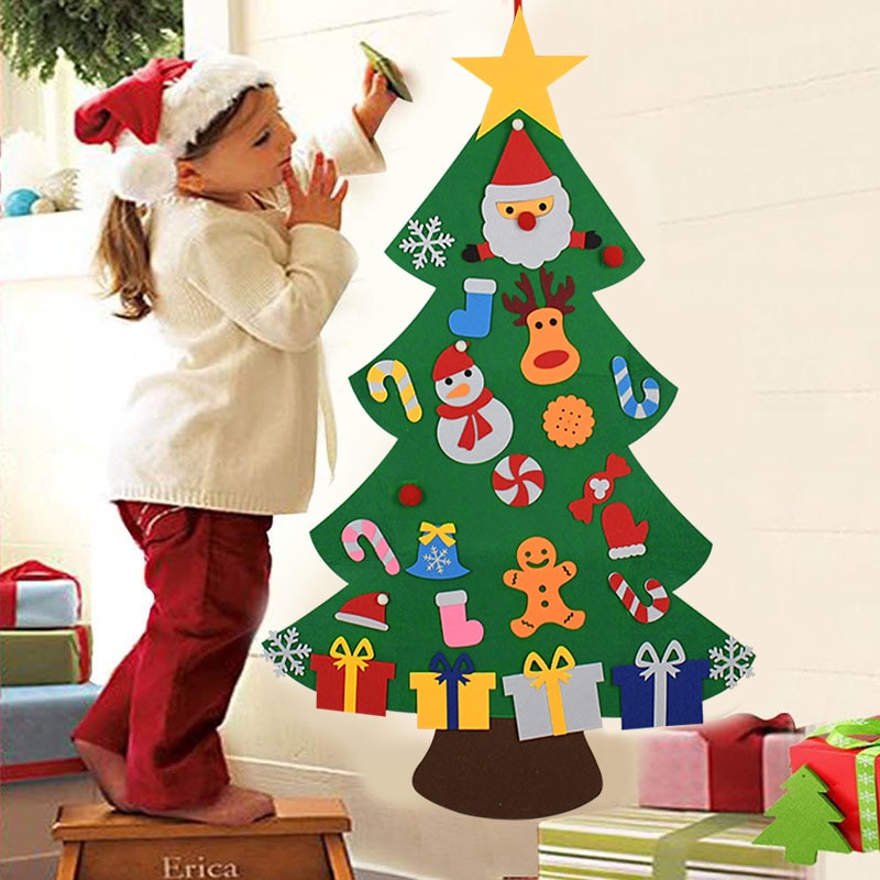 DIY Kids Felt Christmas Tree Christmas Decoration for Home Navidad Year Christmas Ornaments Santa Claus Xmas Tree