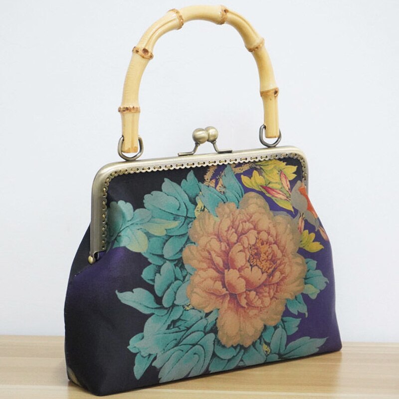 Bolsa de mão artesanal pura de bambu, bolsa feminina com fecho para mão, nova bolsa transversal de ombro, alça de corrente de 2021 cm, 120