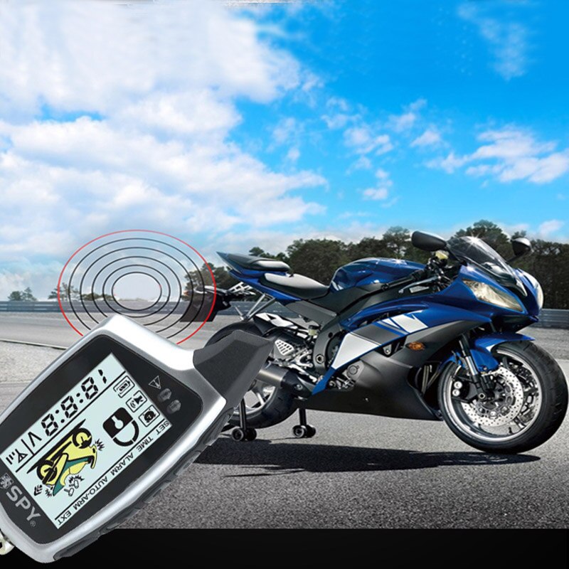 SPY anti-hijacking LCD two way motorcycle alarm system with microwave sensor for DC motorcycle