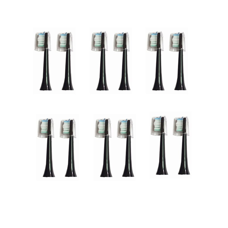 2 pcs Toothbrushes Head for Sarmocare S100 Ultrasonic Sonic Electric Toothbrush fit Digoo DG-YS11 Electric Toothbrushes Head: 12 black s100 head