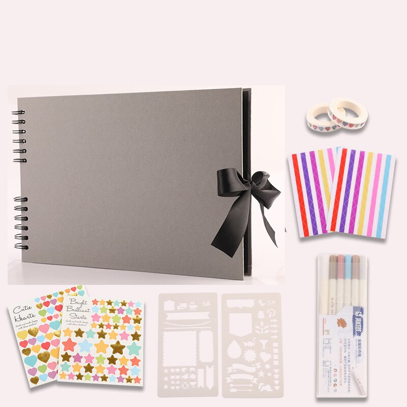 40 Sheets Photo Album Scrapbooking Memory Book Paper Wedding Blank Kraft Scrapbook Home Decor: Gray 29x21.5cm