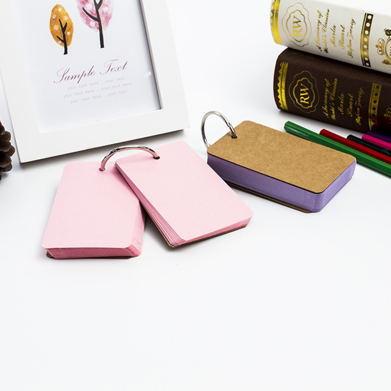 100 Sheets Heavy Index Cards Blank Study Cards with Binder Ring Memo Card DIY Note Book Message Card with Loose Leaf Ring