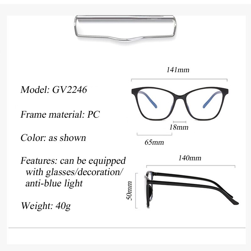 Classic Vintage Optical Glasses Frames Women Men Cat Eye Prescription Glasses Clear Len Anti-blue Light Eyewear Spectacle UV400