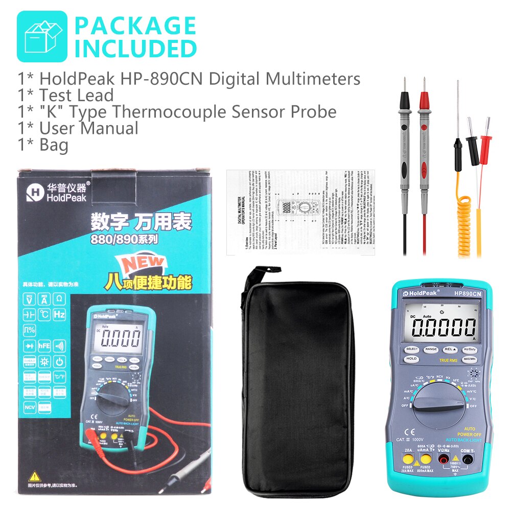 HP890CN HP-890CN AC DC LCD Anzeige Professionelle Elektrische Handheld-Tester Messgerät Digital Multimeter Multimetro Amperemeter Multitester