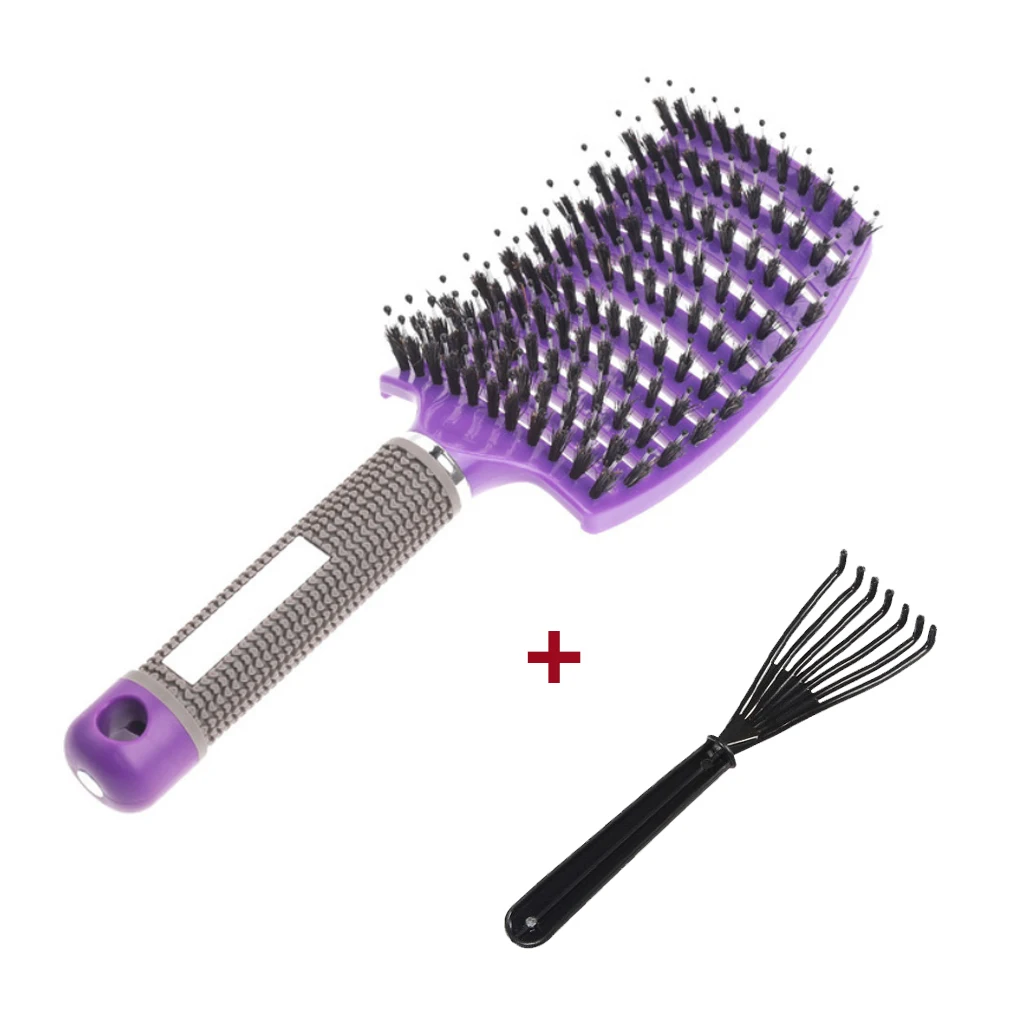 Hair Scalp Massage Comb Bristle Nylon Hairbrush Wet Curly Detangle Anti-Static Hair Brush Salon Hairdressing Style: Ivory