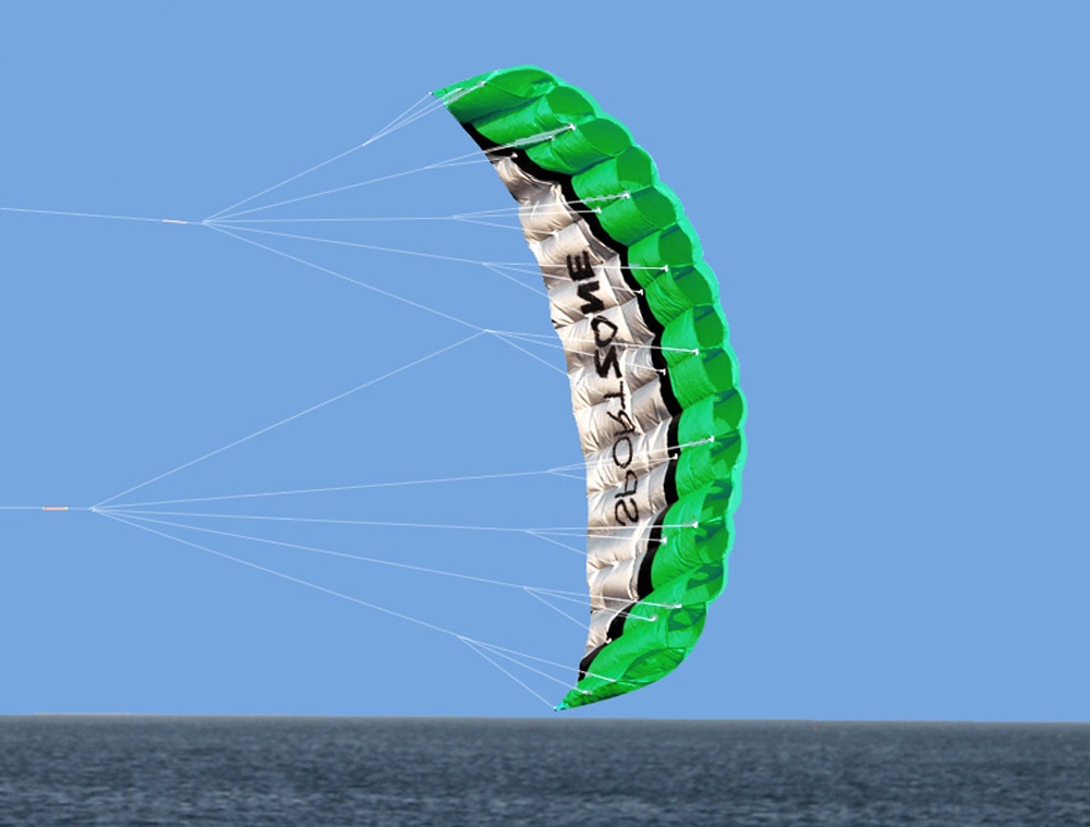 Utomhussporter 2.5m kraftfull mjuk drake dubbel linje stunt parafoil drake med handtag 30m rad barn vuxna utomhus strand gräsmark kul