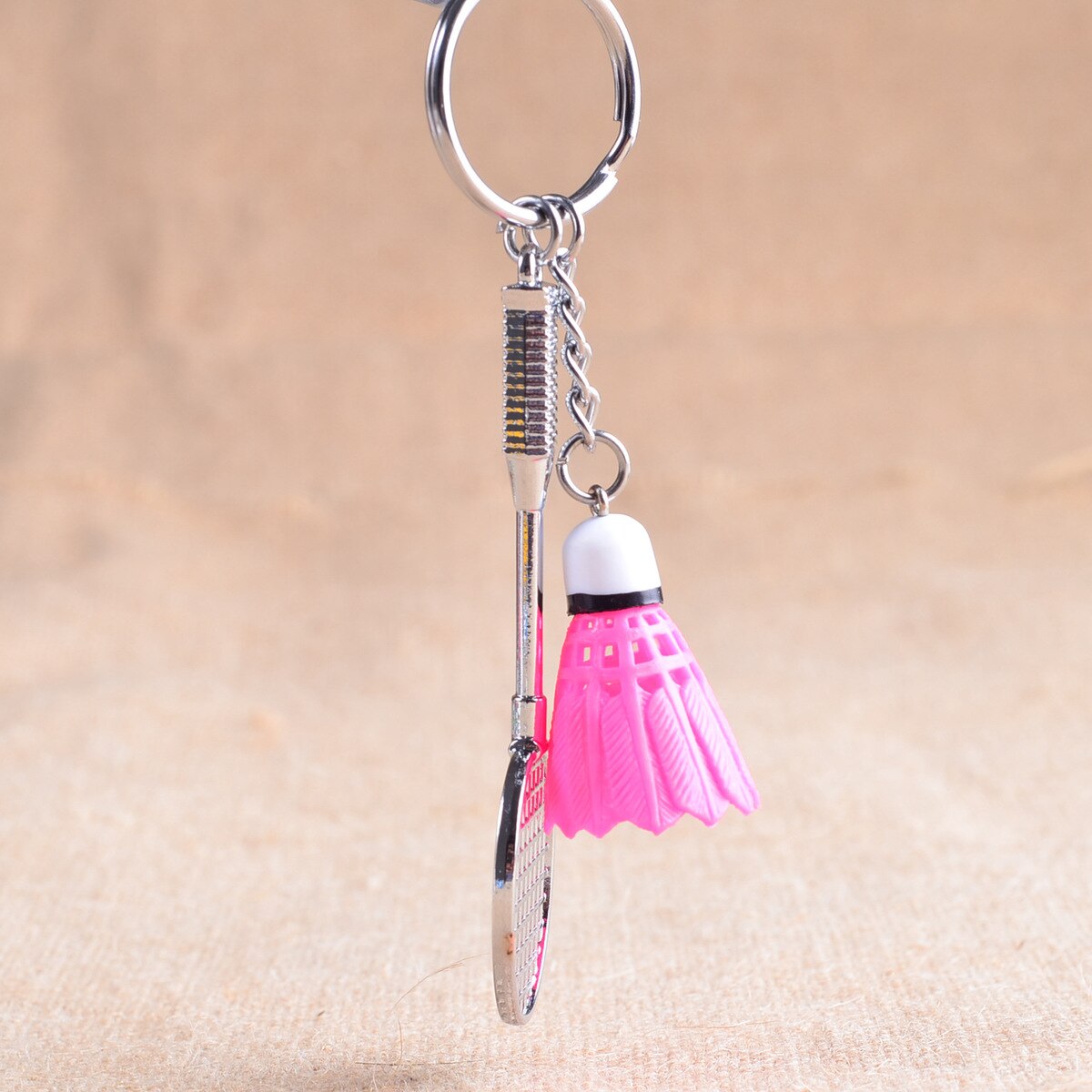 Mini Metal Badminton Racket Key Ring Souvenir Cute Badminton Racquet Ball Key-chain Sports Chain 5 Colors L753OLE