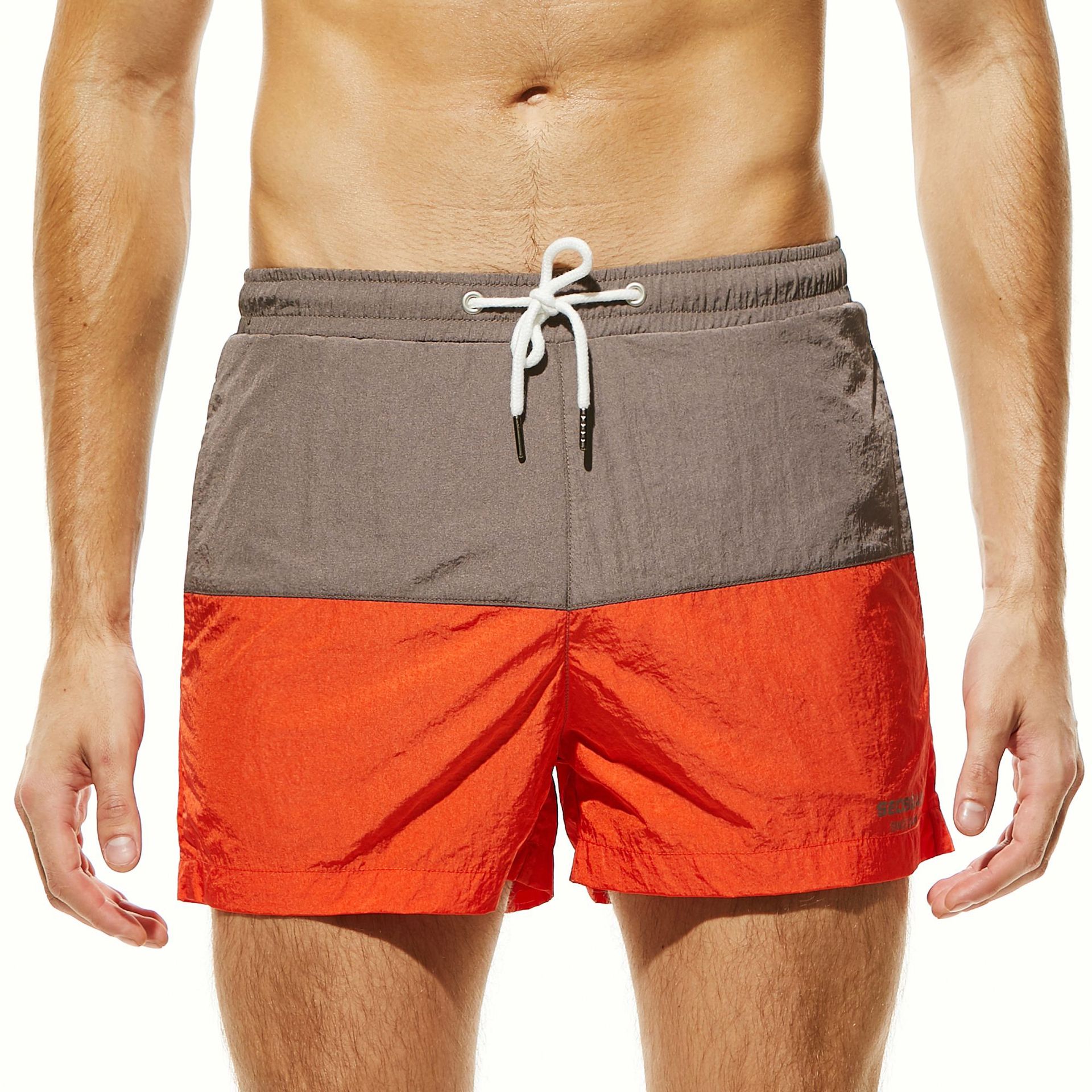 Pantalones cortos de playa para hombre, bañadores de secado rápido a rayas, con bolsillos de malla, con cordón: 3 / S