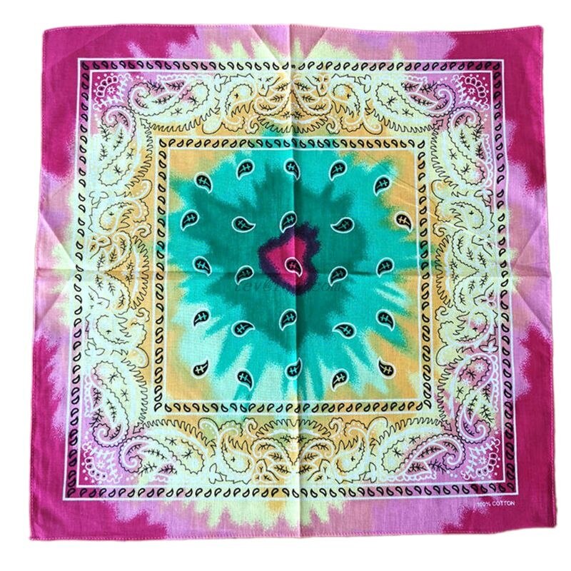 Multicolor Cotton Tie Dye Bandana Head Wraps Rainbow Swirl Paisley Floral Print Square Scarf Women Men Neck Wrist Band: 2