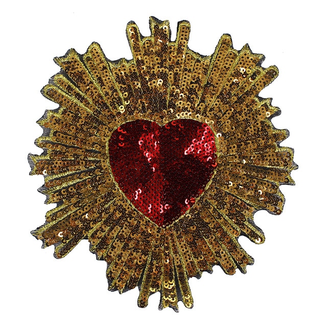 Parches de lentejuelas de corazones dorados rojos, parche para planchar y  bordar, parche para ropa DIY, Parches de A32-1 1 pieza – Grandado