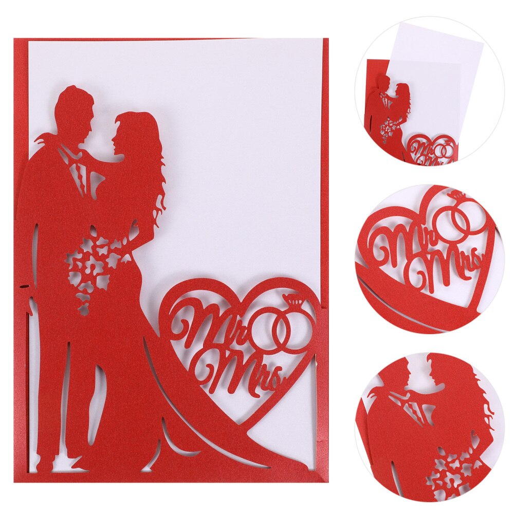 10pcs Wedding Invitations Bride Groom Lovely Paper Invitations Cards
