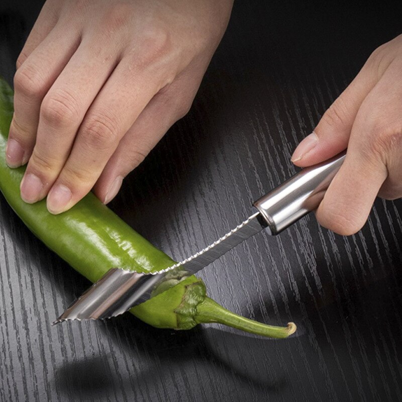 1 Teile/satz Schneiden Pfeffer Corer Messer Edelstahl Haushalt Pfeffer Knusprig Deseed Gurke bitter Melone Corer Küche Spielereien