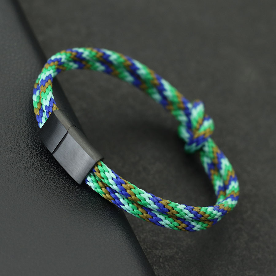 Noter Stylish Knot Bracelet For Men Stainless Steel Detachable Magnet Buckle Beach Nautical Vibe Braslet Pulsera Cuerda Bohemia: cobalt violet