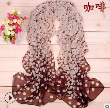 Fal/vind gradient god smag prikker chiffon tørklæde silke firkantet hijab cool sjal dame foulard femme tørklæder hår bufanda mujer: 7