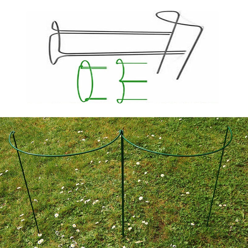 2pcs Half Round Plant Support Ring Garden Tool Solid Steel Rust Semi-Circular Plant Border Support Wire Hoop Plant Support Frame