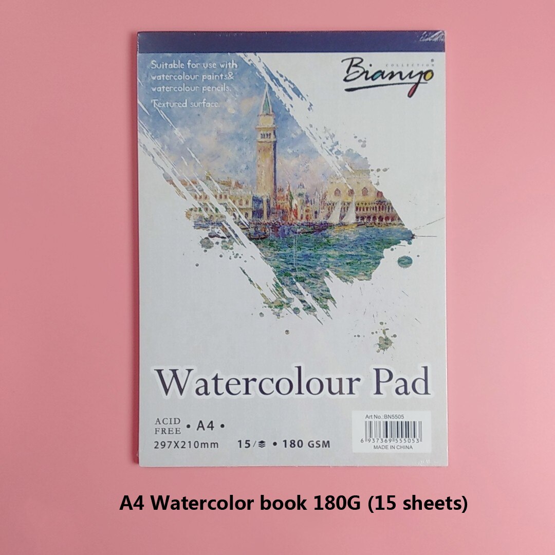 Bianyo A4 A5 Sketch Book Stationery Watercolor Paper Sketch Notepad For Painting Drawing Diary Journal Notebook: A4-180g-15 sheets