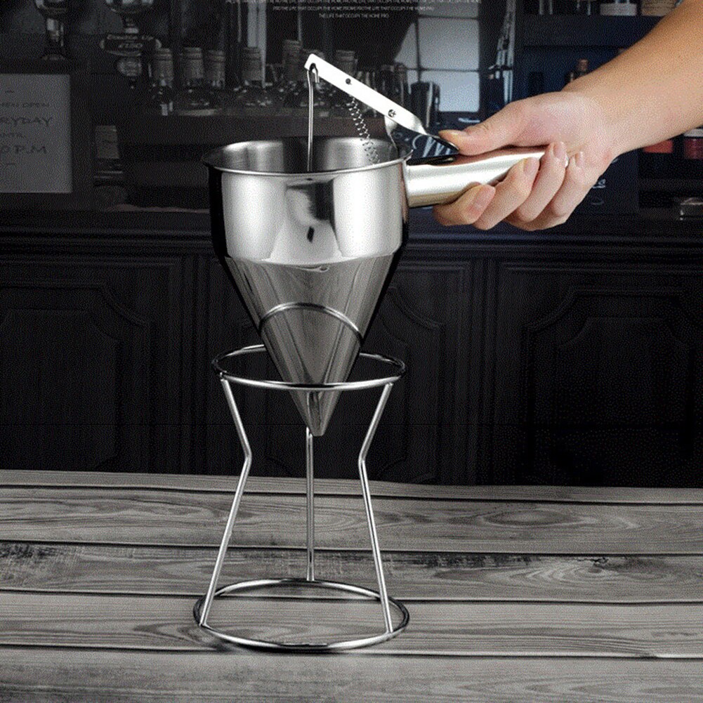 Stainless Steel Cake Batter Piston Funnel Cream Dosing Dispenser Sauce Cream Dosing Funnel for Oil Wine Kitchen Tools