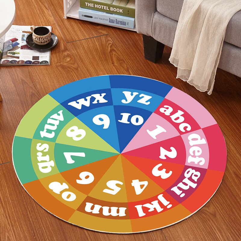 Fruktmønster rundt badeteppe gulvteppe dia 60-100cm baderomsmatte sofateppe sklisikker badematte toalettteppe badeunderlag: Bokstav 3d / Diameter ca. 120cm
