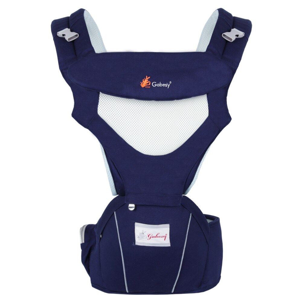 Ademende ergonomische draagzak, heupdrager, draagbare kangoeroe, babyrugzak voor het dragen van kinderen, draagdoek voor baby's: Donkerblauw