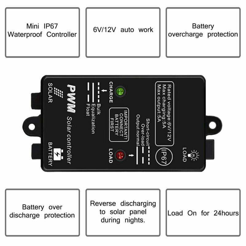 Monitor Solar Controller Adapter Boat Landscaping Light Electrical 12V
