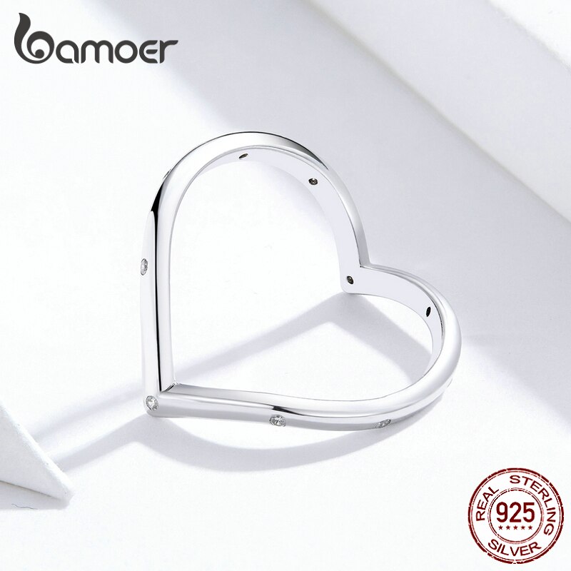 Bamoer GXR622 925 Sterling Silber Herz bilden Liebe Ring für Frauen Jahrestag Hochzeit Versprechen Sommer Silber Schmuck Größe 6 7 8