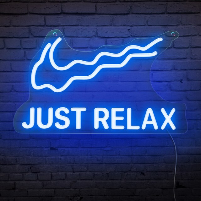 Dobre wibracje Neon ściana ślubna wiszące Led znaki neonowe po prostu zrelaksować się lampki nocne Led dekoracja sypialni wystrój pokoju: just relax blue