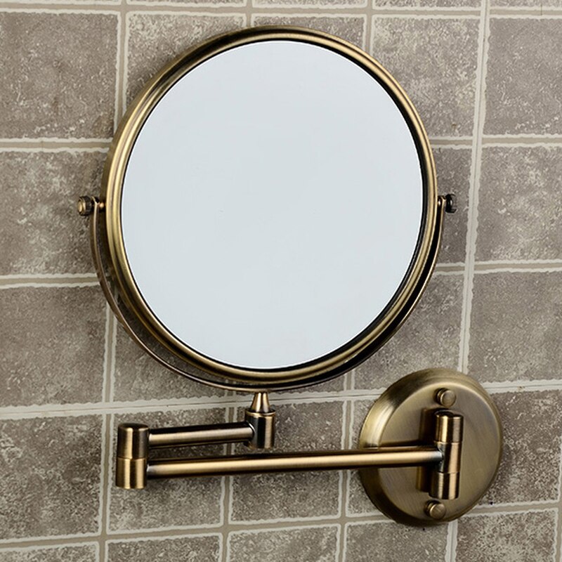 Bathroom 8 inch round 2 side magnifying glass makeup mirror brass bronze wall mirror CY528