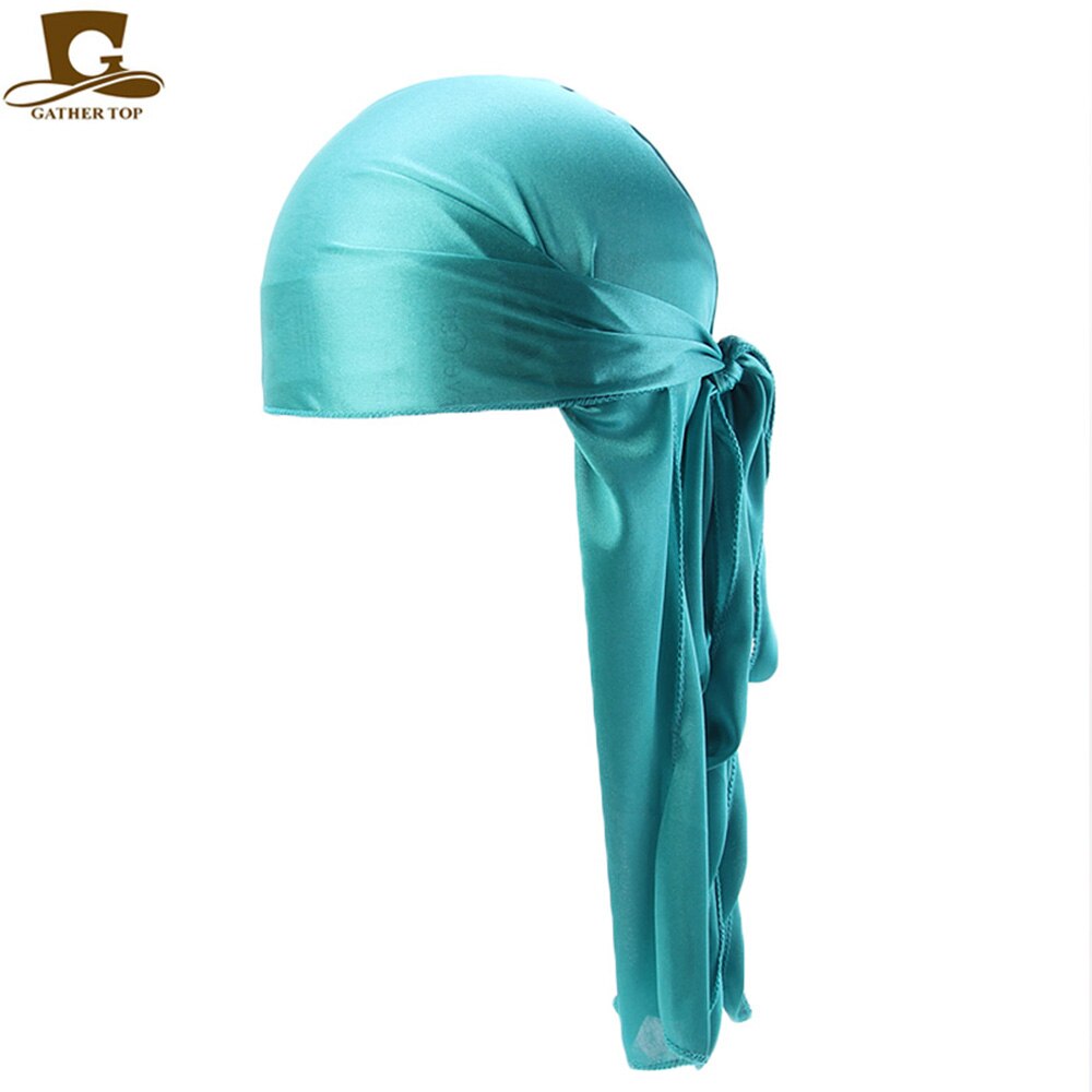 Durag Men Solid Color Silk Durags Women Breathable Turban Hair Bands 13Pcs/package: Light Green