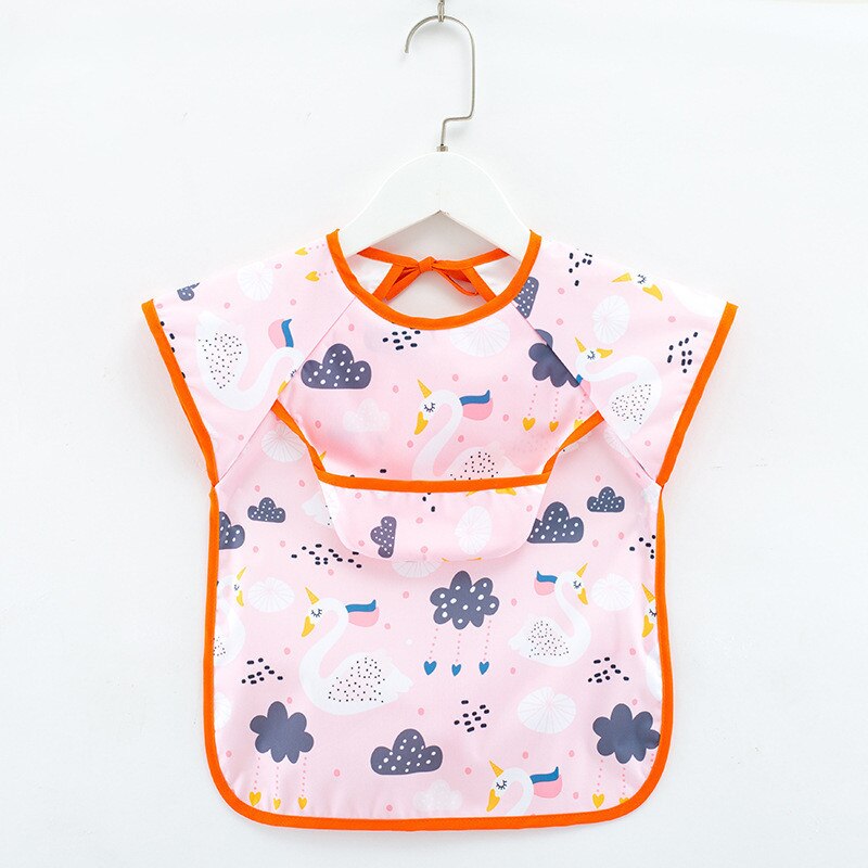 Bavoir imperméable à motif mignon de dessin animé pour bébé,vêtement avec poche pour le repas, tablier de peinture à manches longues pour enfant, lange pour le rôt, accessoire infantile pour manger,