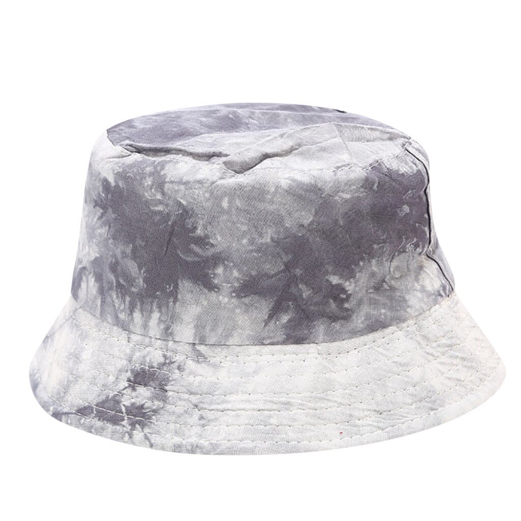 Vrouwen Tie Dye Emmer Hoed Unisex Solid Dunne Katoenen Visser Hoed Vrouwelijke Festival Zomer Anti-Uv Cap Strand Bescherm Hoeden # D: Gray
