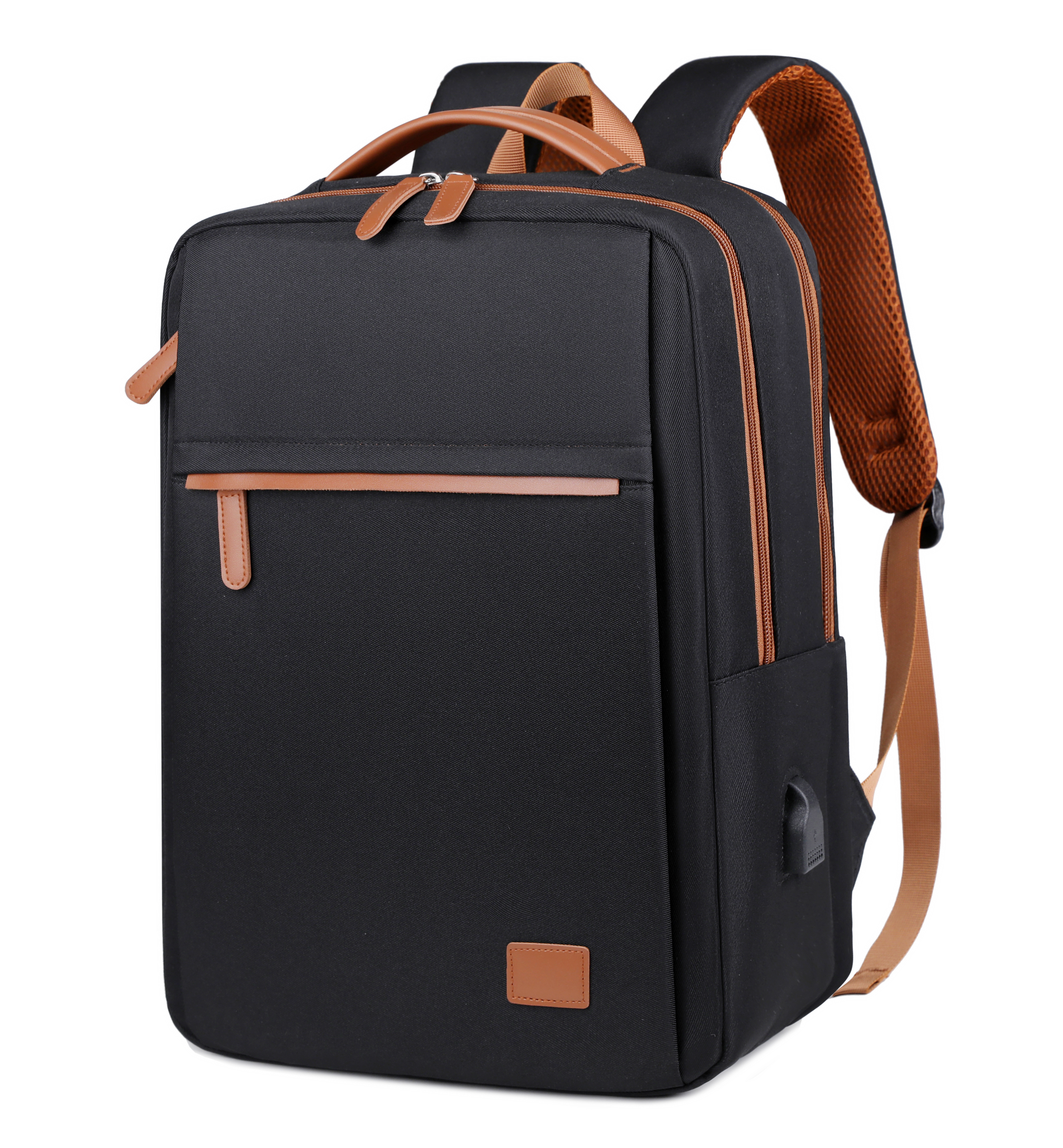 Business rygsæk til mænd og kvinder trendy 15.6- tommer laptop rygsæk blå beige studenter skoletaske internatrygsæk herre: 12 inches / Sort