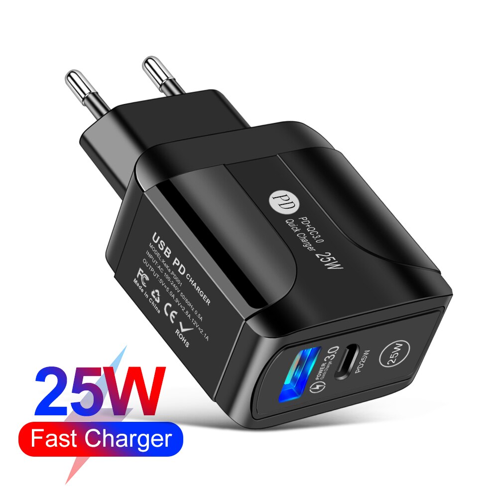 Lovebay Phone Charger PD 25W Quick Charge 3.0 Dual USB Charger For iPhone13 Pro Samsung Xiaomi Mobile Phone Fast Charging