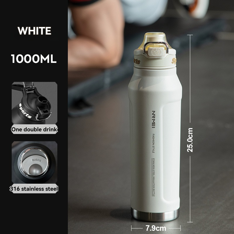 1.5L Thermos Water Bottle Stainless Steel Vacuum Flas Tumbler Coffee Cup Insulated Tea And Cold Water Bottle Thermal Drink: WHITE