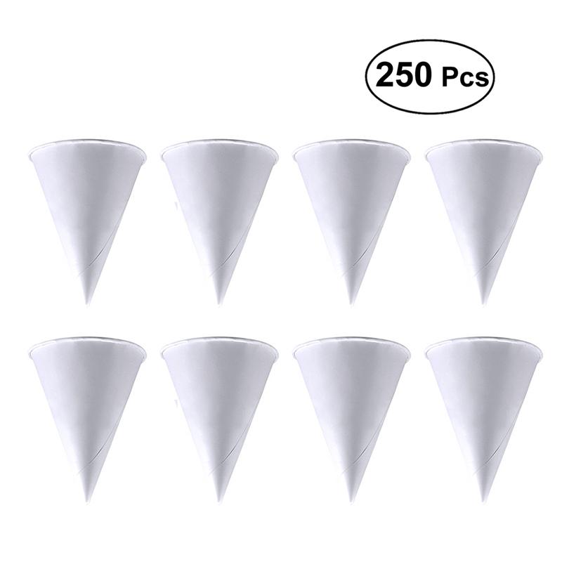 250PCS 3.7oz Disposable Cone Water Cups Paper Funnel Cups Snow Cone Cups - White: Default Title