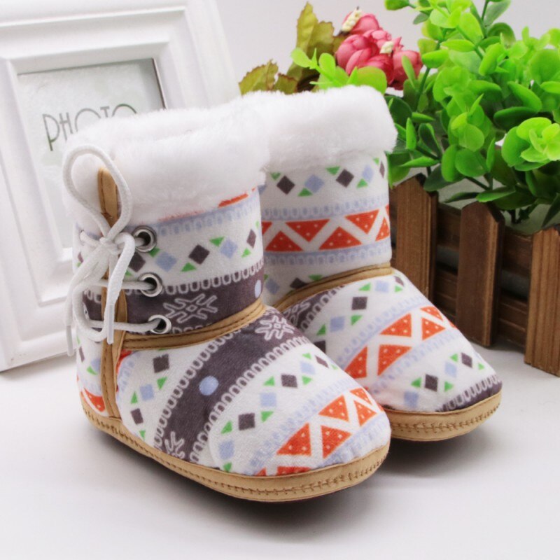 Autumn Winter Warm Fleece Snow Boots For Baby Girl Boy Anti-silp Prewalker Bootie Shoes 0-18 Months