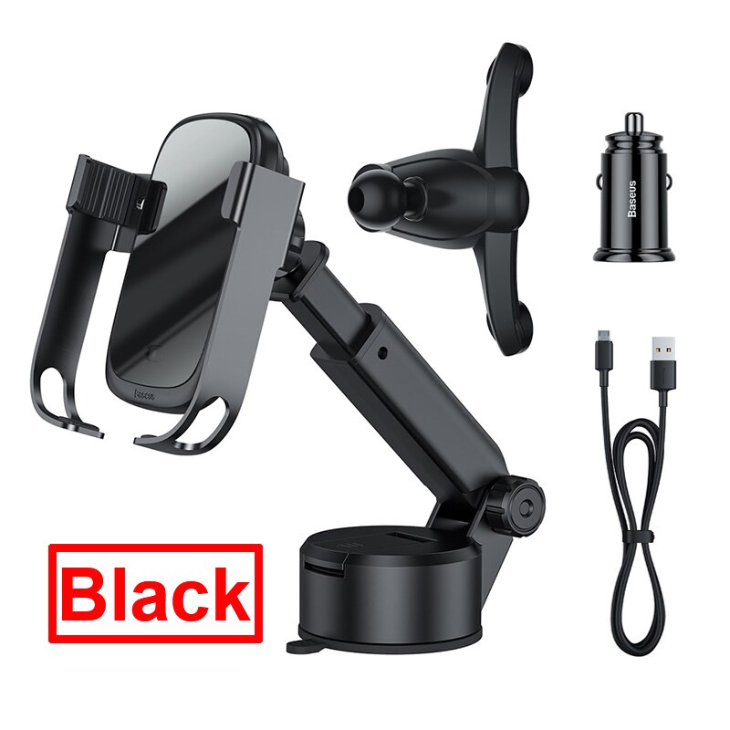 Baseus Auto Draadloze Oplader Voor Iphone 11 Pro Max Samsung S20 Xiaomi 10W Inductie Snelle Draadloze Opladen Auto Telefoon mount Houder: Black