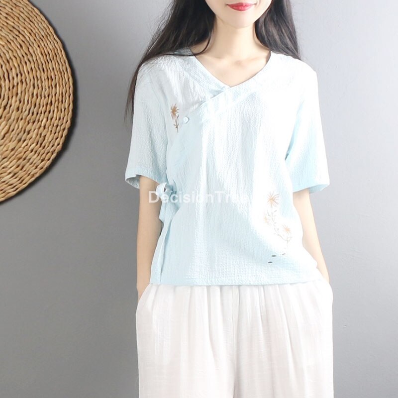 style chinois femmes hanfu haut chinois chinois chemise traditionnelle femmes style chinois chemise tang costume chinois blouse hauts: color3 / M