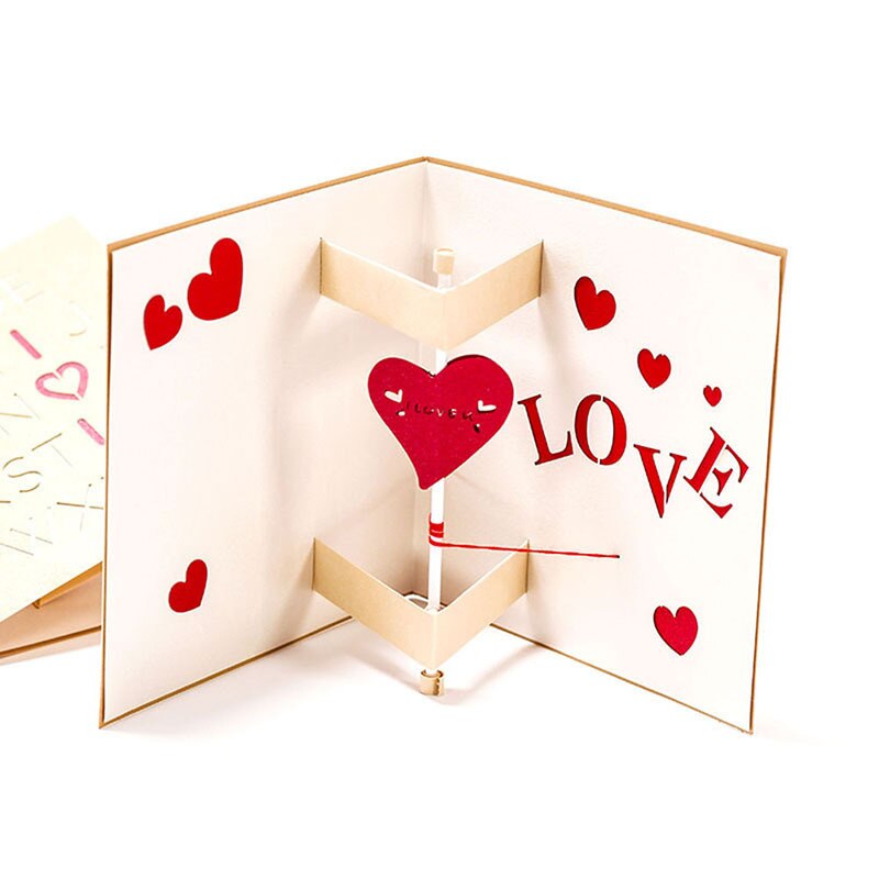3D Love Romance Pop Up Card for Anniversary Valentines Day for Wife Husband Her with Envelopes
