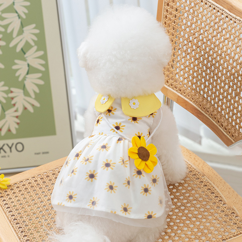 Lyx Hundkläder Hund Solrosklänning Sommar Hundkostymer Chihuahua Bichon Kjole