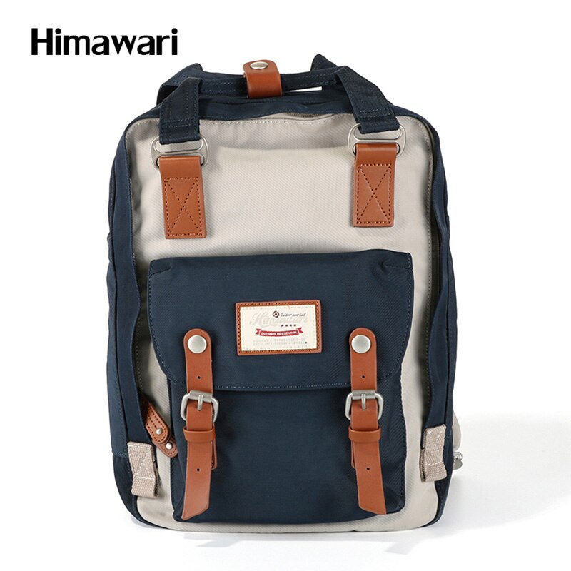 Himawari-Mochila de nailon impermeable para mujer, morral escolar de gran capacidad, bolso de viaje para ordenador portátil, no1: No 31 White and Blue