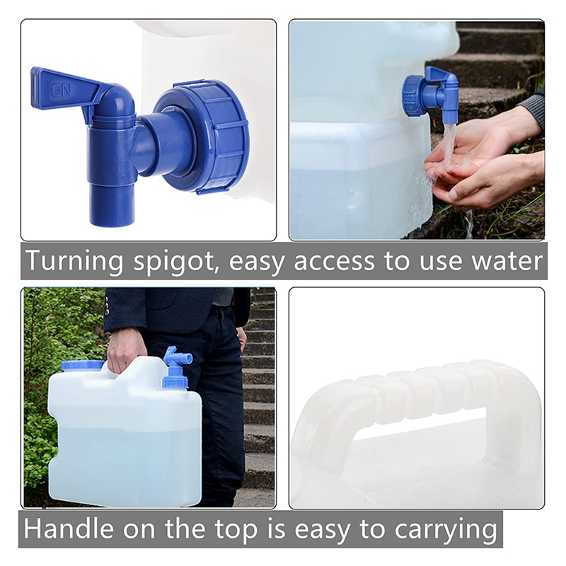 15L Portable Water Container with Spigot, Drinking Water Storage Jug for Camping, Slim Water Dispenser Carrier