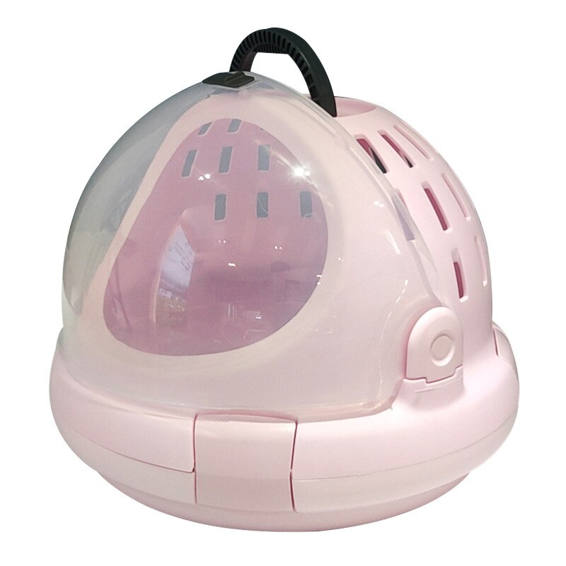 panoramic cat air box portable breathable pet go out space capsule cat bag multi-functional cat nest pet bag: Pink-cotton pad