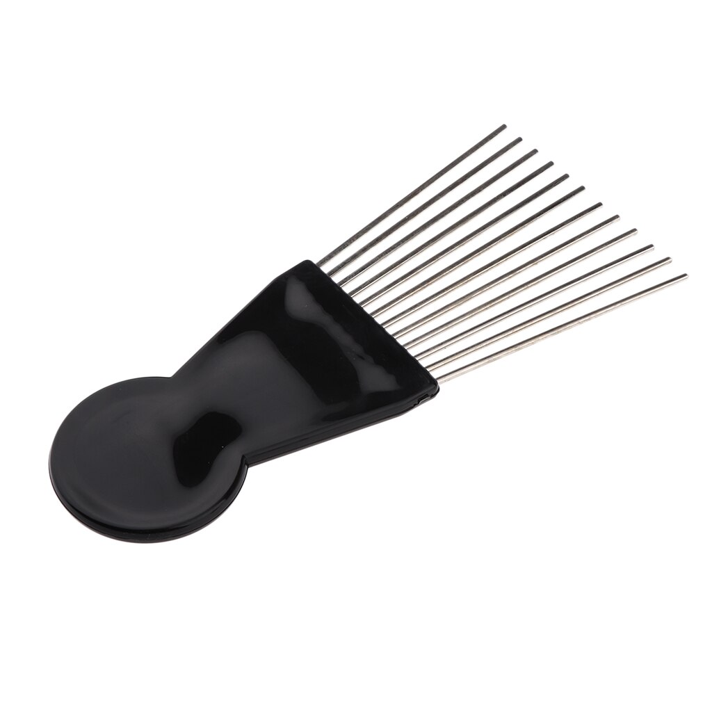 Peine de pelo rizado Afro, peine de Metal negro con dientes anchos para salón