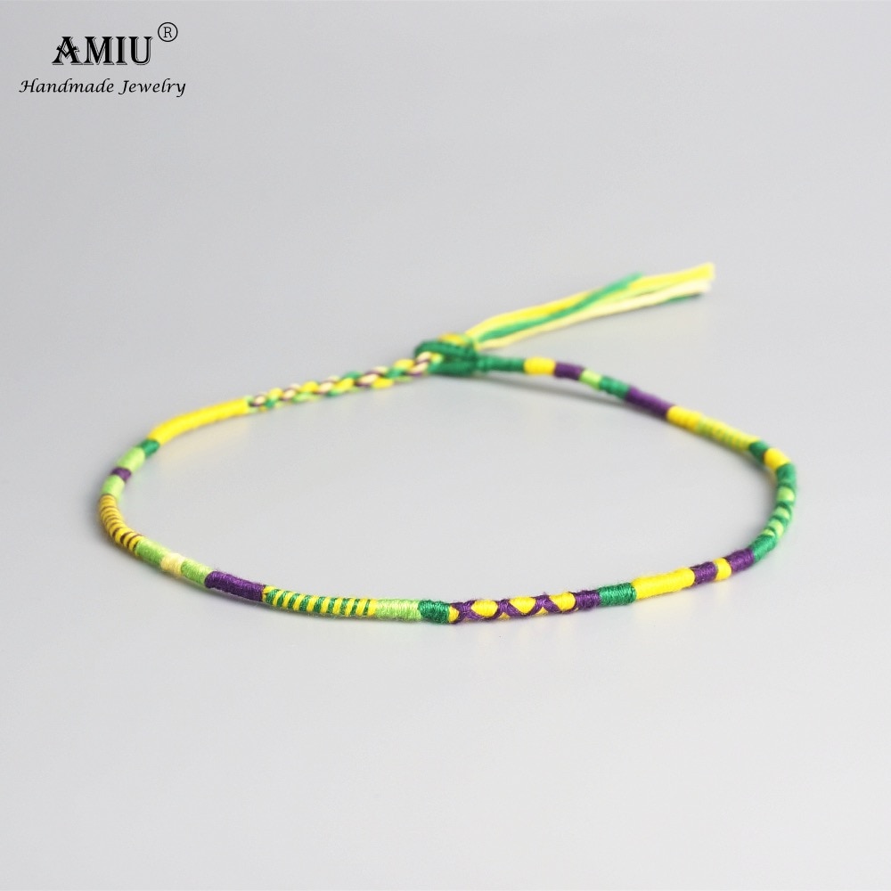 Amiu handgjorda vävda bomullstråd boho choker halsband wrap justerbar vintage choker bohemian halsband