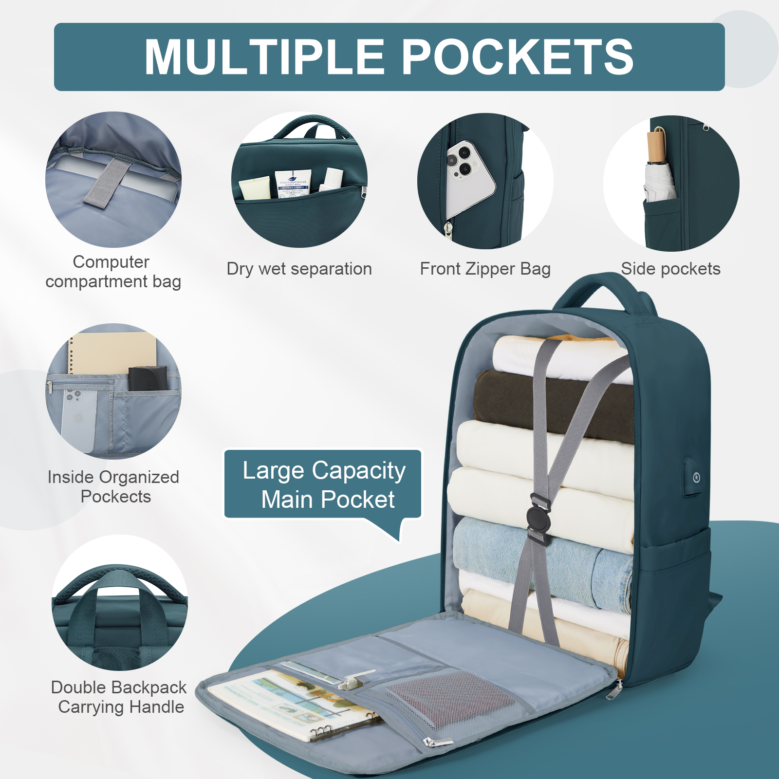 Travel Bakcpack 45x33x16 Cabin Bag Carry-Ons for Men Women Laptop Backpack Reinforced Daypack USB Short Distance Luggage