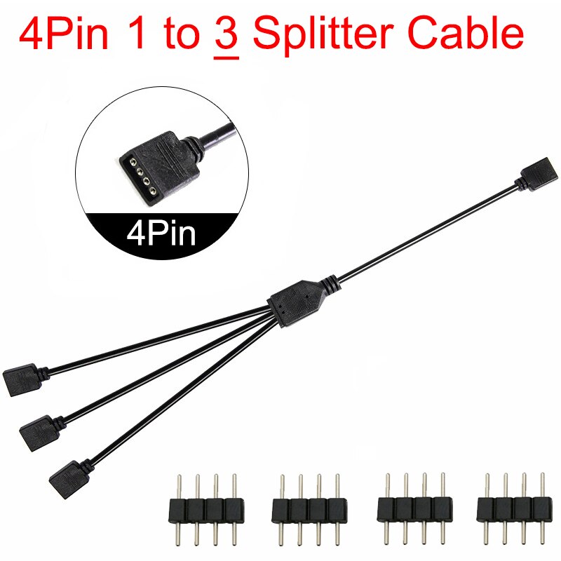 ARGB 5V 3Pin 12V 4Pin 30cm 50cm 1m 2m 3m 5m Verlängerungskabel Adapter 1 auf 1 2 3 4 5 Splitterkabel für MSI ASUS ASRock AURA LED: Gelb