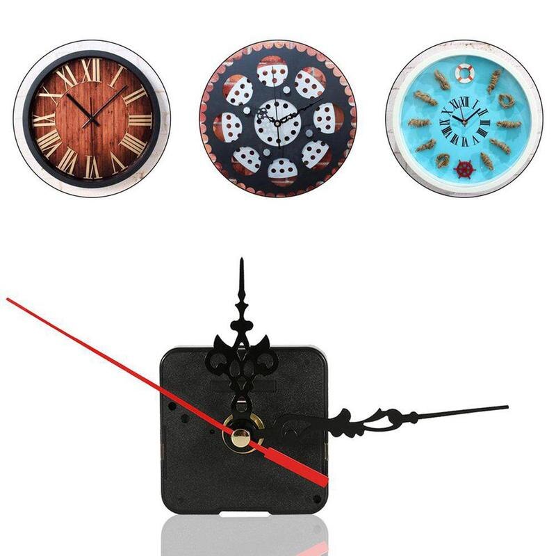 Diy stille quartz klok beweging mechanisme grote wandklok spindel zwart rode wijzers reparatie vervangende onderdelen gereedschap kruissteek
