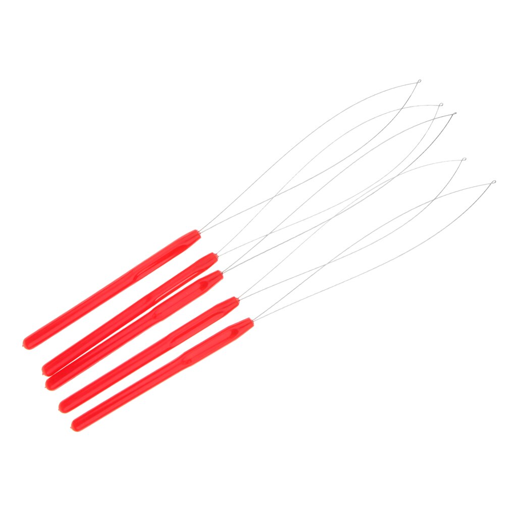 Hair Extensions Loop, Micro Rings Links Beads, Needle Threader Wire Pulling Hook Tool (5pcs): Red